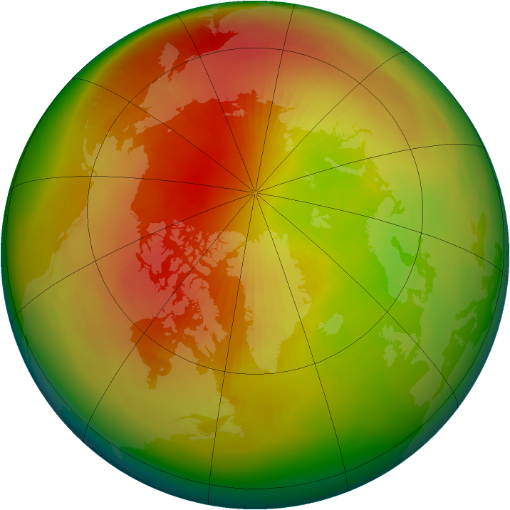 Arctic ozone map for March 1991